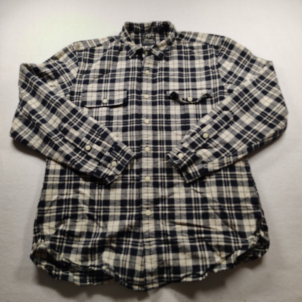 J.Crew Mens Plaid Workshirt Long Sleeve Button‎ Up L double chest pockets - Picture 2 of 7